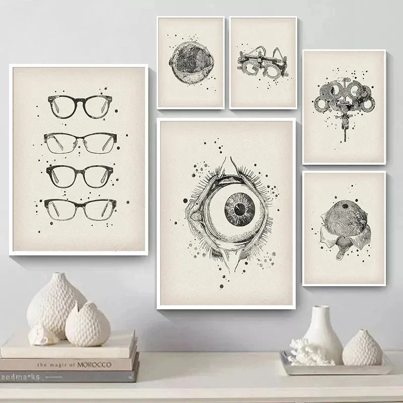 Vintage Human Eye Anatomy Medical Education Poster Canvas Painting Wall Art Pictures Ophthalmic Clinic Home Decor Gift