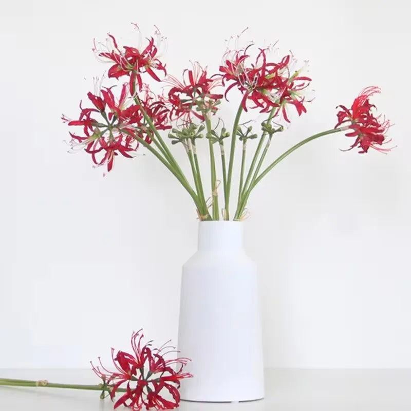 Tenvity Artificial Red Spider Lily Silk Flowers with Long Stem Home Decor Paramita Lycoris Radiata Mandala Manjusaka Silk Flower